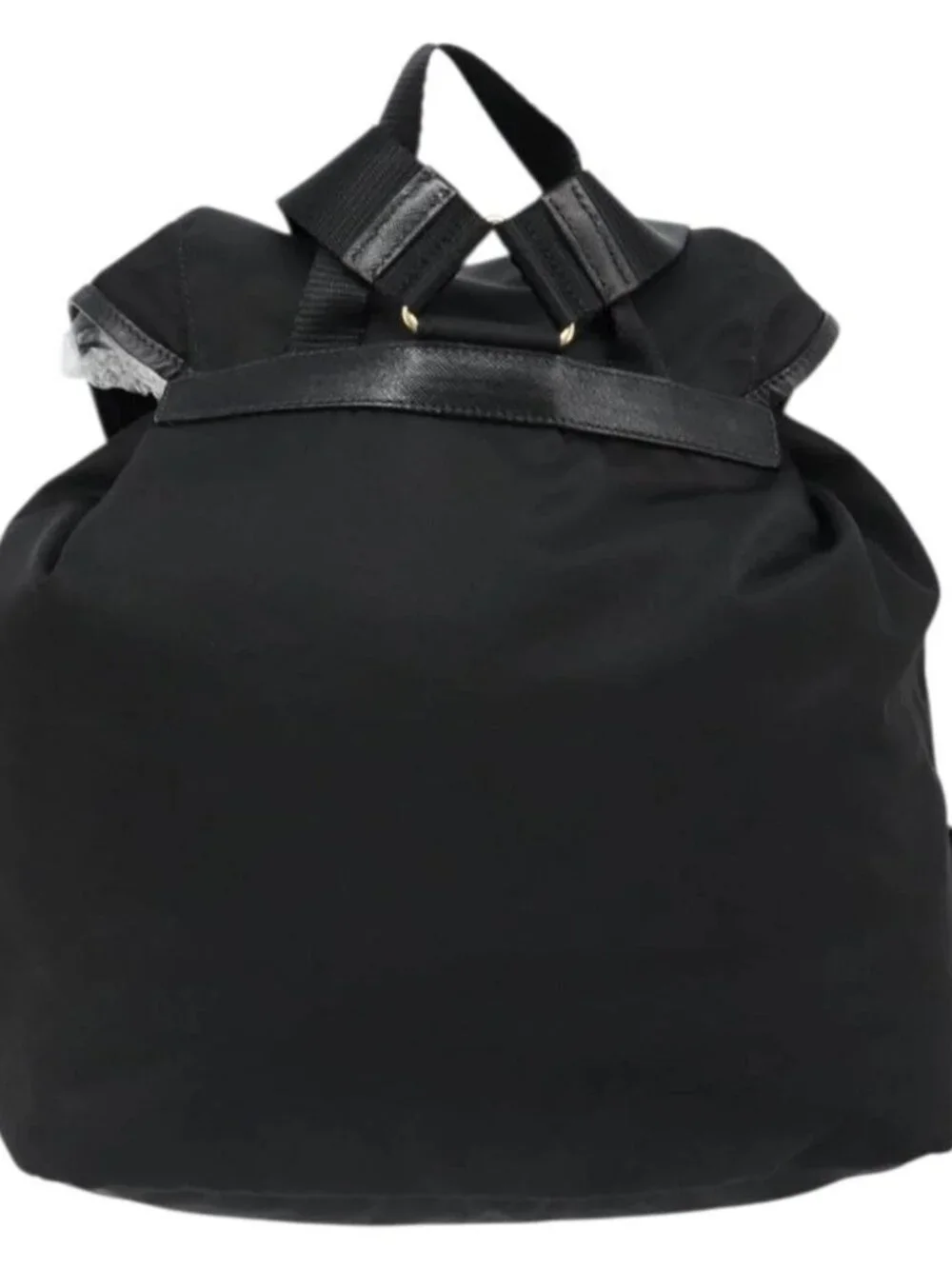PRADA Backpack Nylon Black Gold Auth yk20532SAV